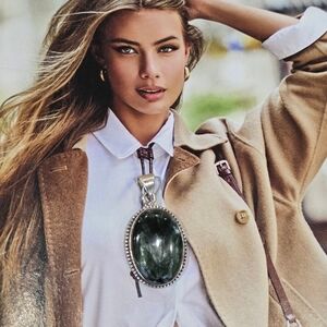 Elegant Sterling Silver Pendant with Seraphinite Green Stone